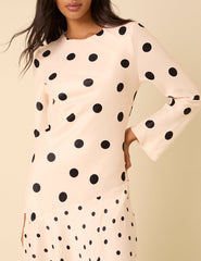 Pale Pink Polka Dot Asymmetrical Alaia Midi Dress