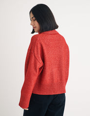 Red Roll Neck Knitted Jumper