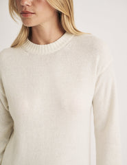 Cream Crew Neck Knitted Midi Jumper Dress