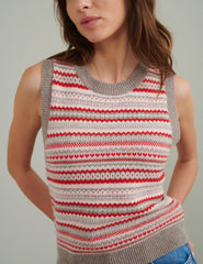 Grey Fair Isle Knitted Wool Vest