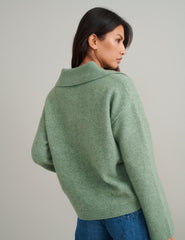 Green Chunky Knitted Polo Jumper