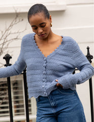 Blue Pointelle Knitted Cardigan