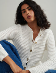 Ivory Textured Knitted Cardigan