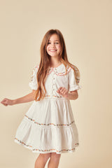 Elizabeth Scarlett Girls White Embroidered Quinn Mini Dress