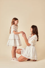 Elizabeth Scarlett Girls White Embroidered Quinn Mini Dress