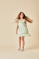 Elizabeth Scarlett Girls Mint Green Embroidered Gianna Dress