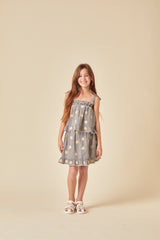 Elizabeth Scarlett Girls Black Gingham Shell Embroidered Skirt