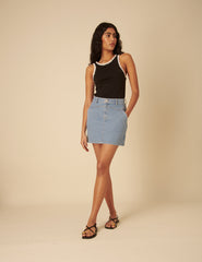 Blue Denim Western Mini Skirt