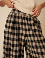 Black Check Jerrow Wide Leg Trousers