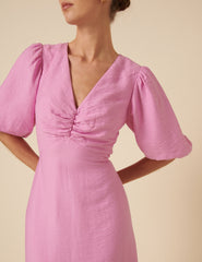 Pink Bow Back Zita Midi Dress