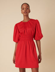 Red Puff Sleeve Zelda Mini Dress
