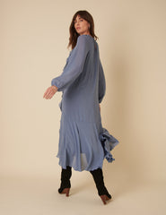 Blue Chiffon Dixie Midi Smock Dress