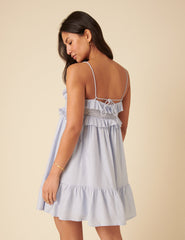 Blue Embroidered Florian Mini Dress