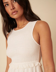 White Broderie Anglaise Tiered Blossom Midi Dress