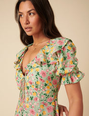 Green Floral Caitlin Midi Dress
