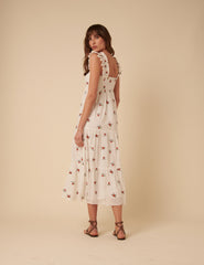 White Embroidered Maya Midi Dress