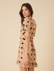Petite Cream Polka Dot Dalia Mini Dress