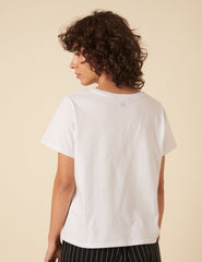 White Easy Fit Crew Neck T-Shirt