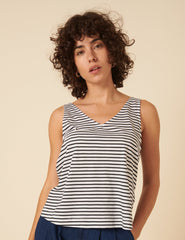Black And White Striped Vest Top