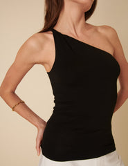 Black Twist One Shoulder Top