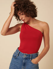 Red Twist One Shoulder Top
