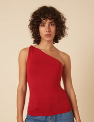 Red Twist One Shoulder Top