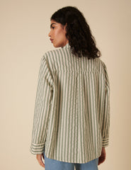 Green Striped Relaxed Shirt
