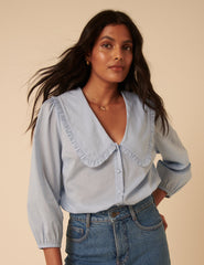 Light Blue Long Sleeve Emmie Blouse