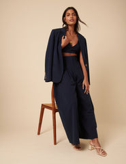 Poppy Delevingne Navy Pinstripe Cara Bralette