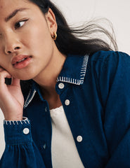 Dark Denim Stitch Detail Overshirt