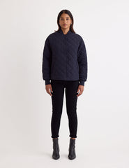 Navy Quilted Bomber Jacket