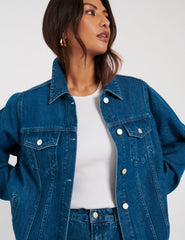 Mid Wash Denim Oversized Jacket