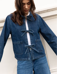 Dark Denim Tie Front Arlington Jacket