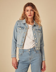 Light Wash Cropped Denim Jacket