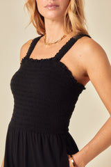 Black Shirred Jumpsuit