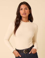 Cream Funnel Neck Lizzie Top