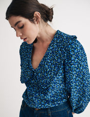 Blue Ditsy Floral Cord Emmie Blouse