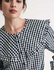 Black Gingham Peter Pan Collar Blouse