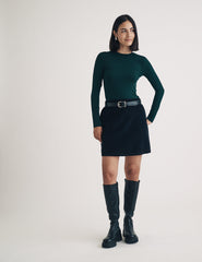 Dark Green Long Sleeve Crew Neck T-Shirt