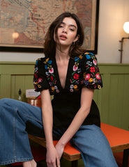 Black Embroidered Starlight Top