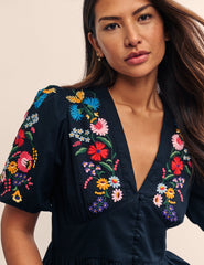 Black Embroidered Starlight Top