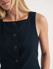 Black Square Neck Waistcoat