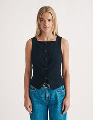 Black Square Neck Waistcoat