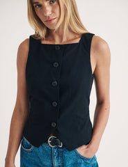 Black Square Neck Waistcoat