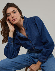 Denim Frill Detail Blouse