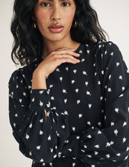 Black Ditsy Floral Top