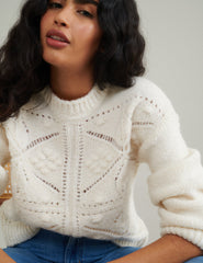 Cream Crew Neck Knitted Jumper