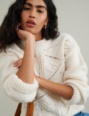 Cream Crew Neck Knitted Jumper