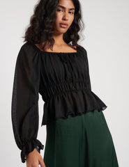 Black Square Neck Top