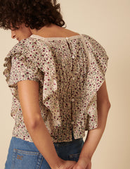 Cream Ditsy Floral Blouse